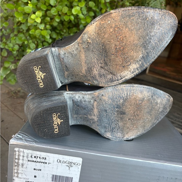 Old Gringo Black and Blue Floral Heeled Boots - Picture 7 of 8